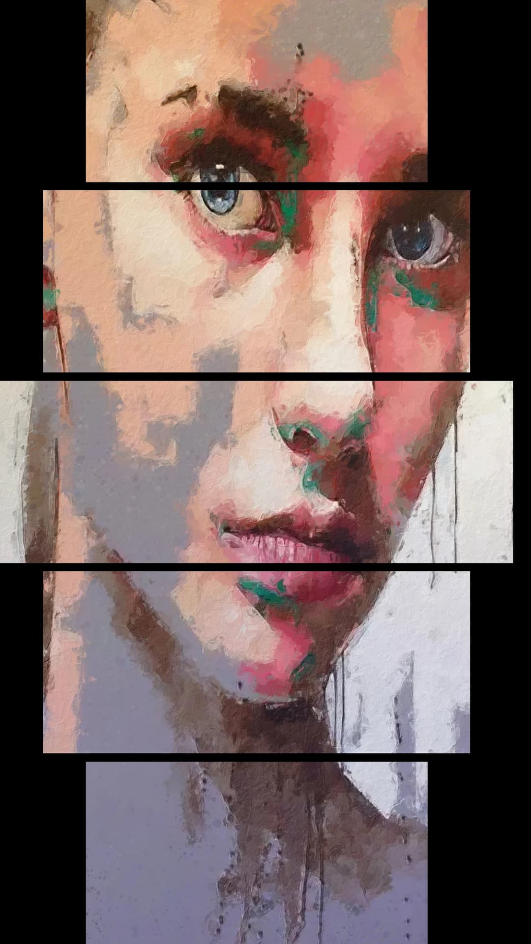 Blue Eyes Paint Drips – 5 Panels Hierarchy