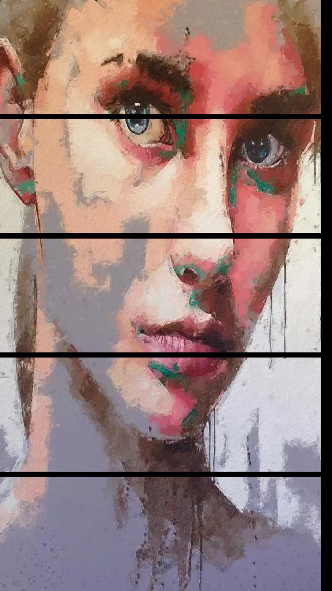 Blue Eyes Paint Drips – 5 Panels Straight