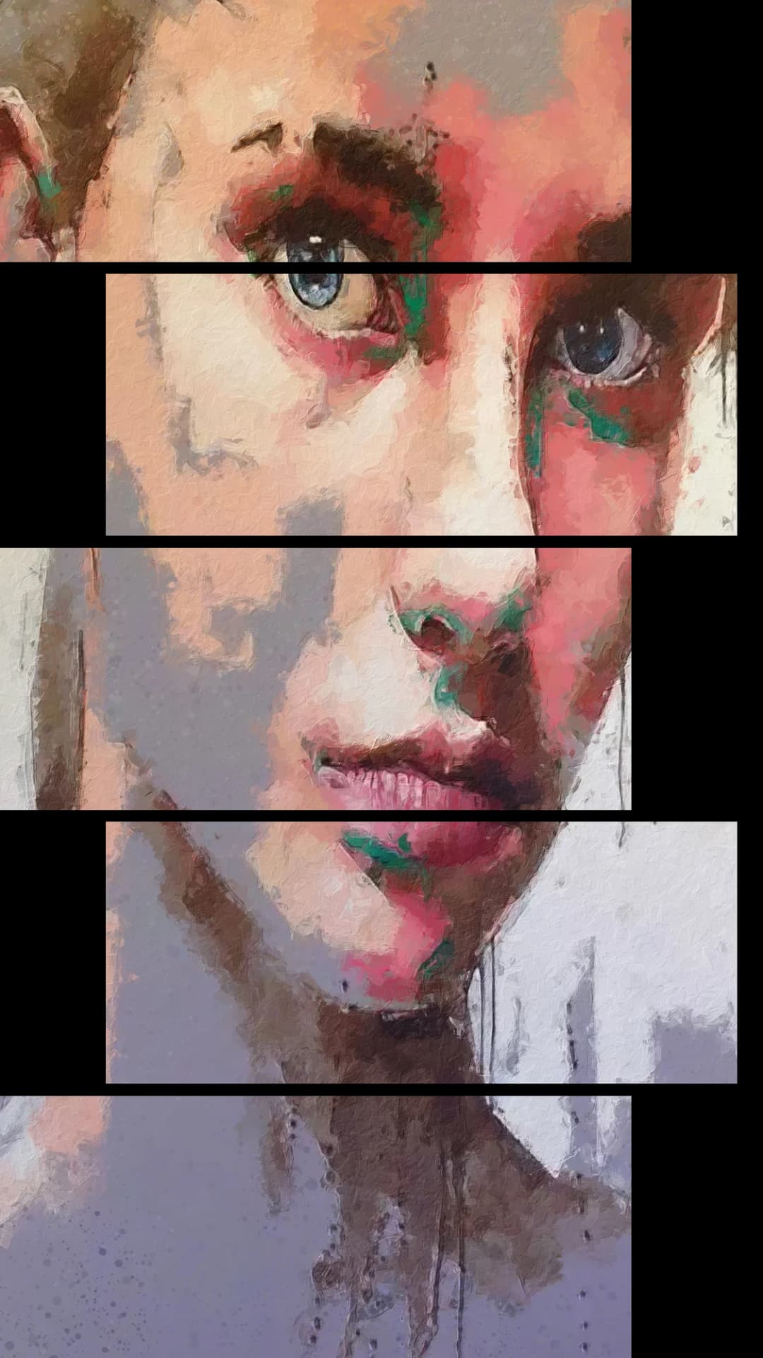 Blue Eyes Paint Drips – 5 Panels Up & Down
