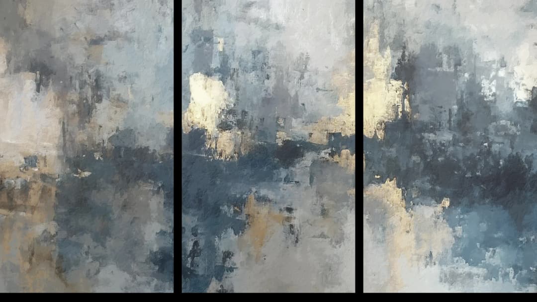 Blue Mist Cityscape – 3 Panels