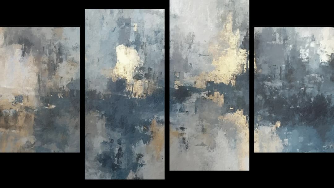 Blue Mist Cityscape – 4 Panels