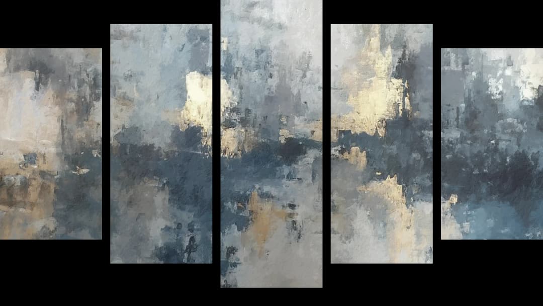 Blue Mist Cityscape – 5 Panels Hierarchy
