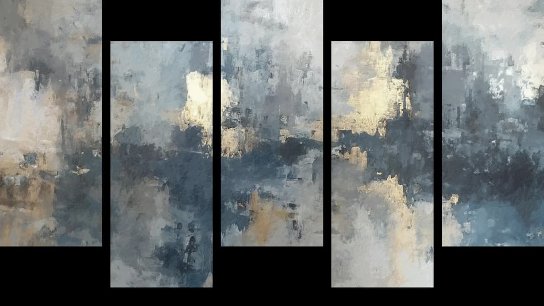 Blue Mist Cityscape – 5 Panels Up & Down
