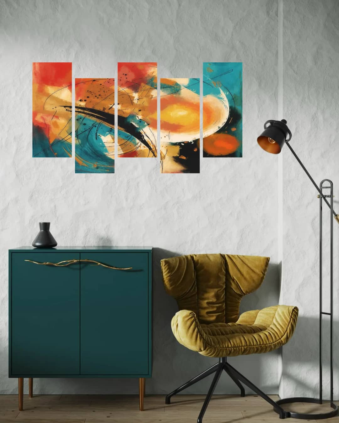 Bold Circular Swirl – 5 Panels Up & Down