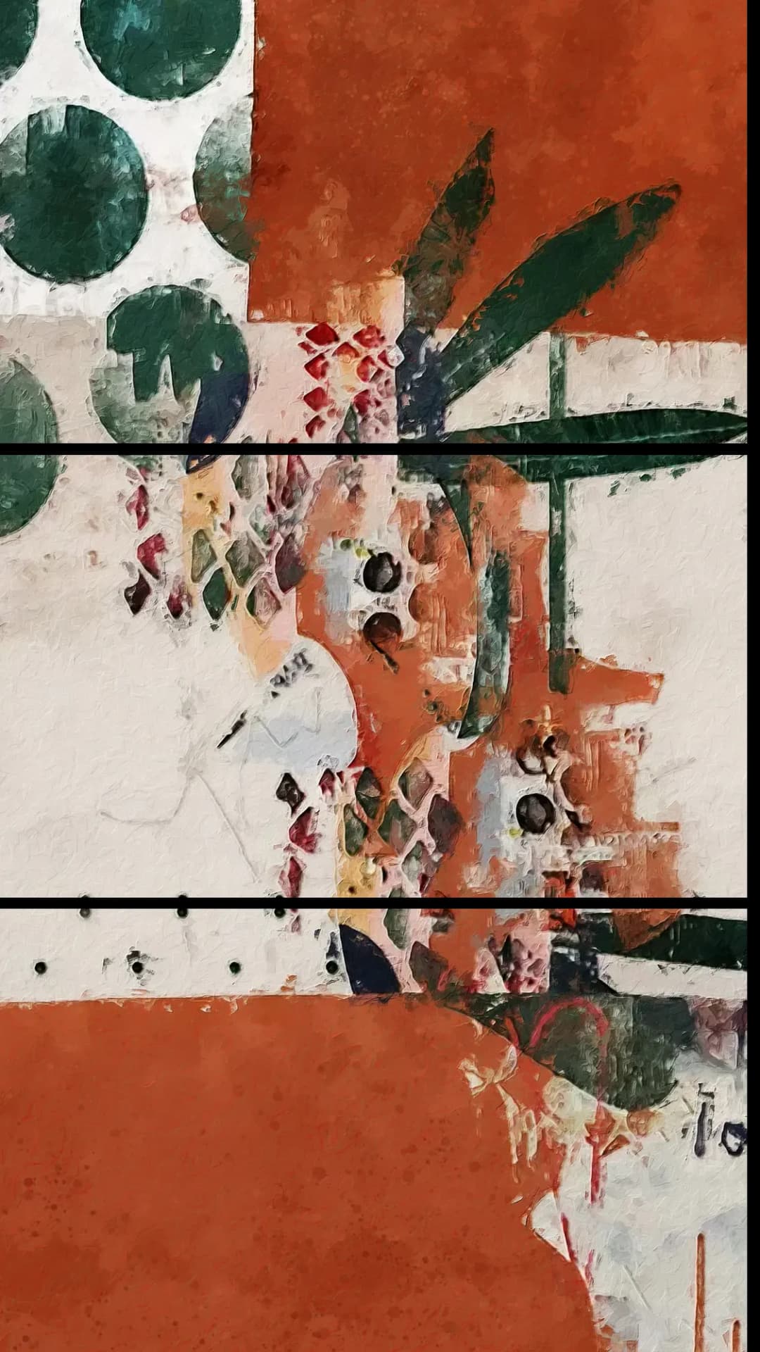 Bold Rust Green Abstract – 3 Panels