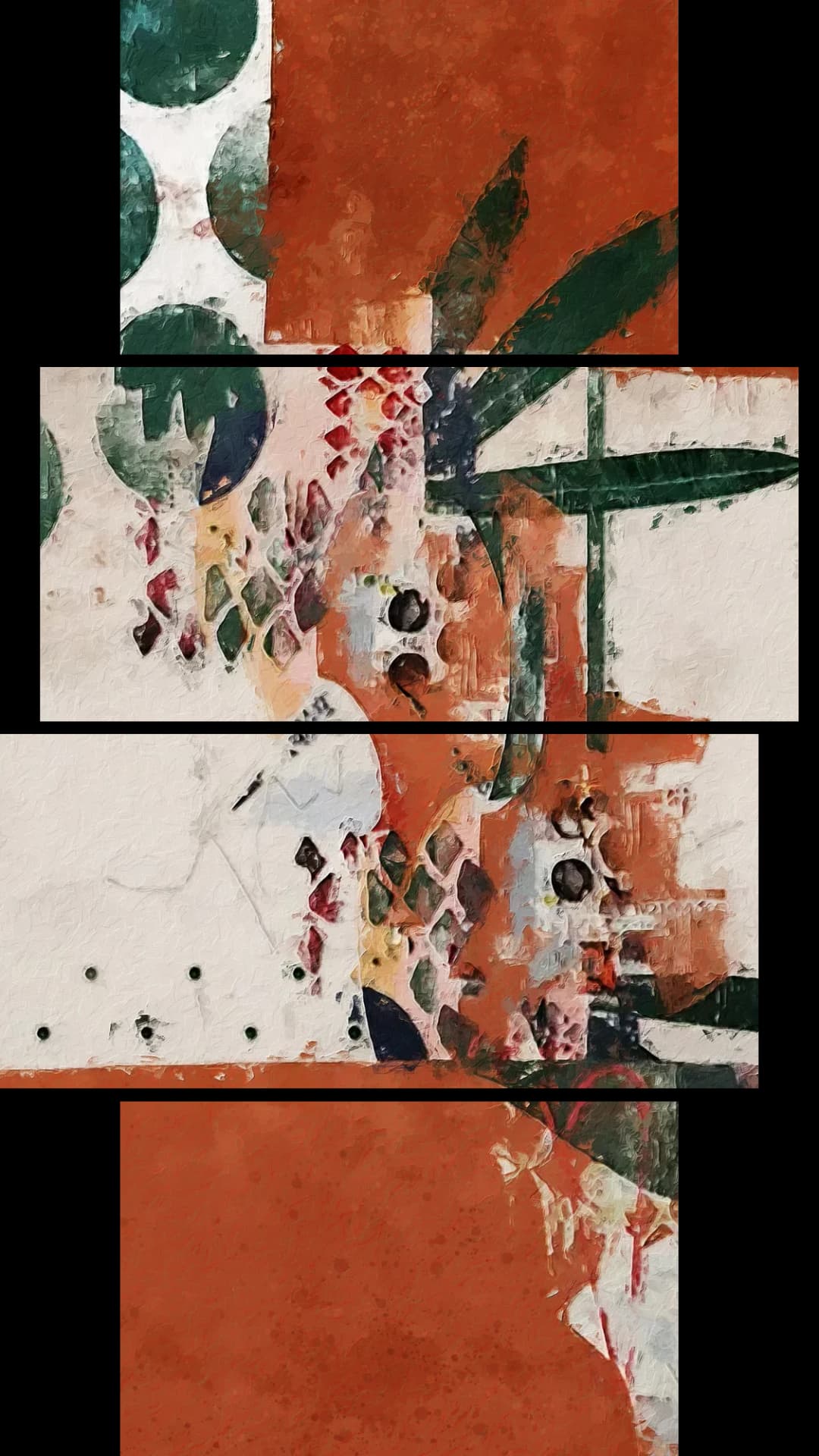 Bold Rust Green Abstract – 4 Panels