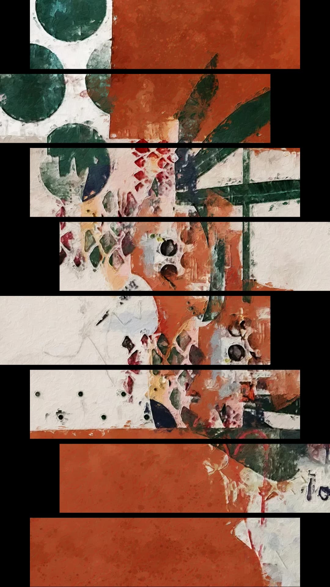 Bold Rust Green Abstract – 8 Panels Hierarchy