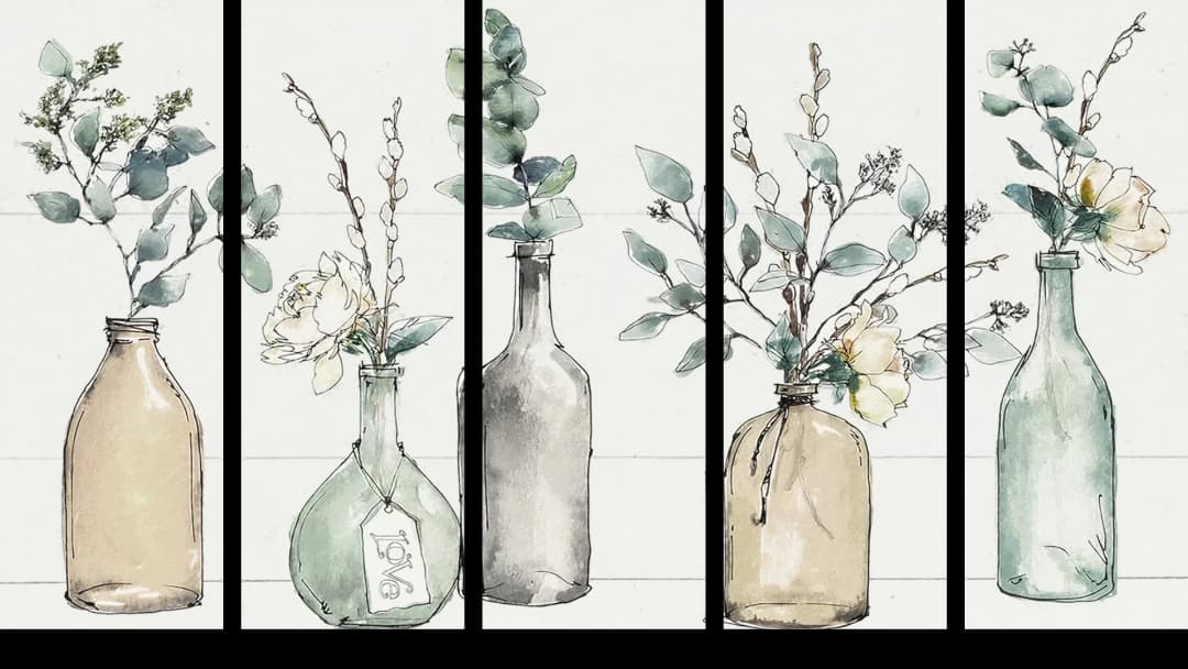 Botanical Bottles – 5 Panels Straight