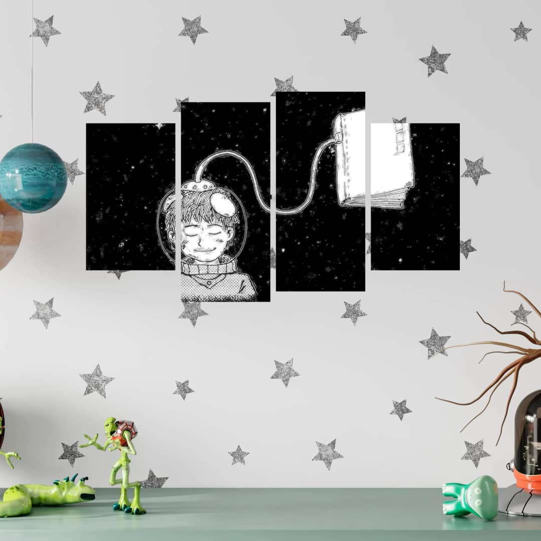 Boy Reading Space Dreams – 4 Panels