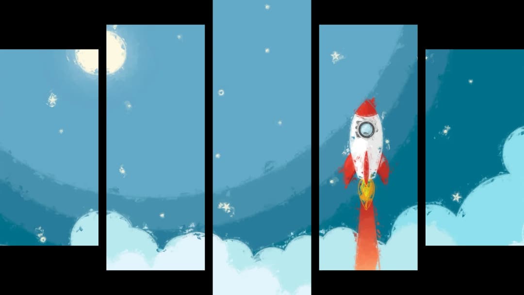 Cartoon Rocket Space Launch – 5 Panels Hierarchy