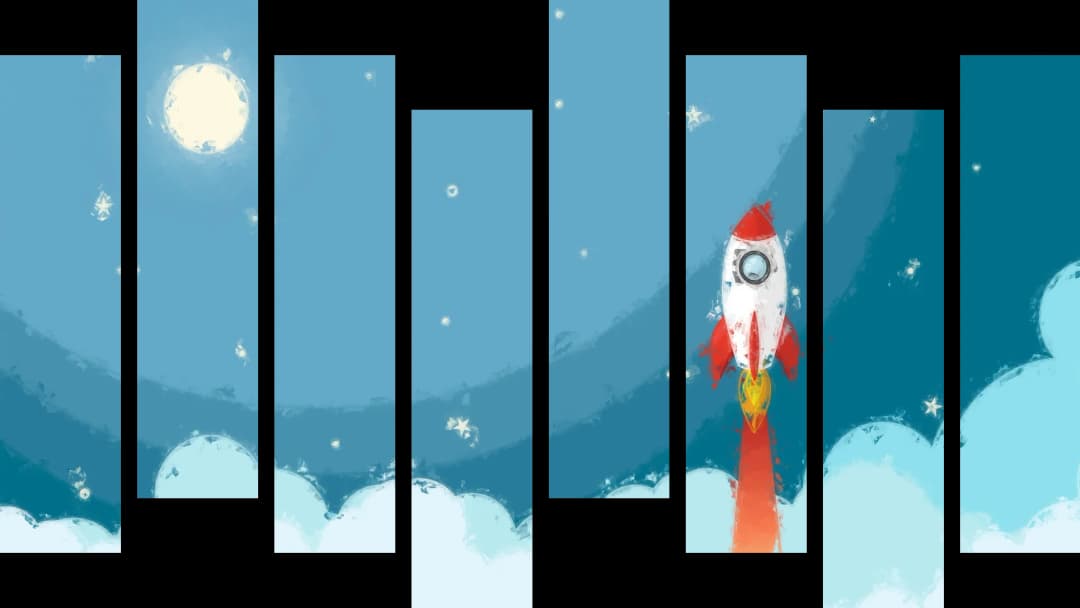 Cartoon Rocket Space Launch – 8 Panels Hierarchy