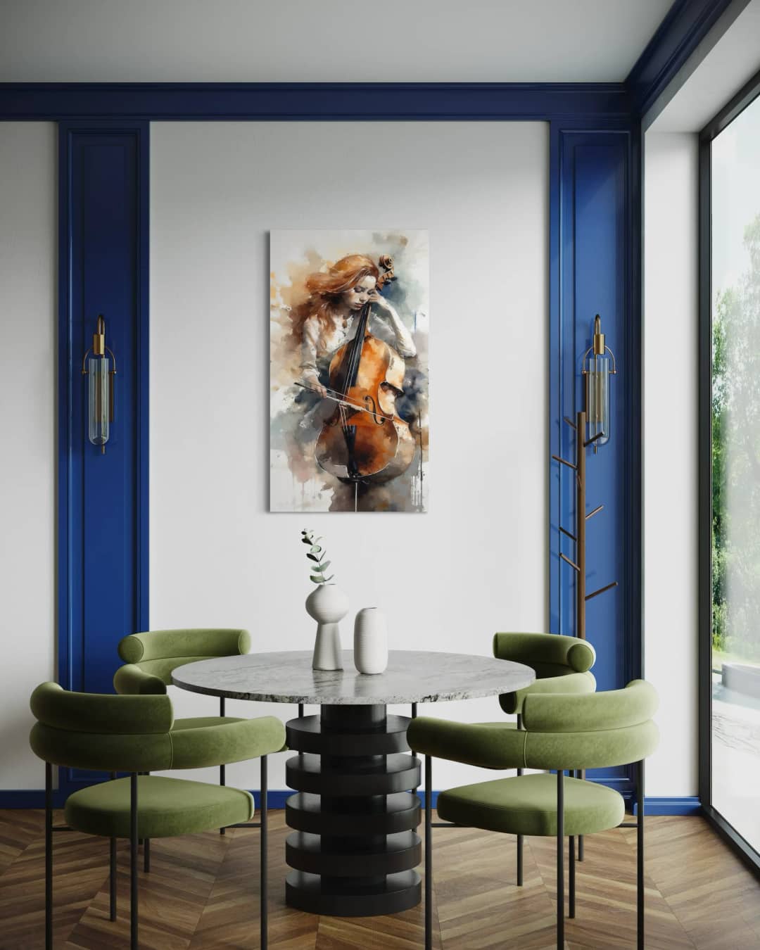Cellist Watercolor Warmth