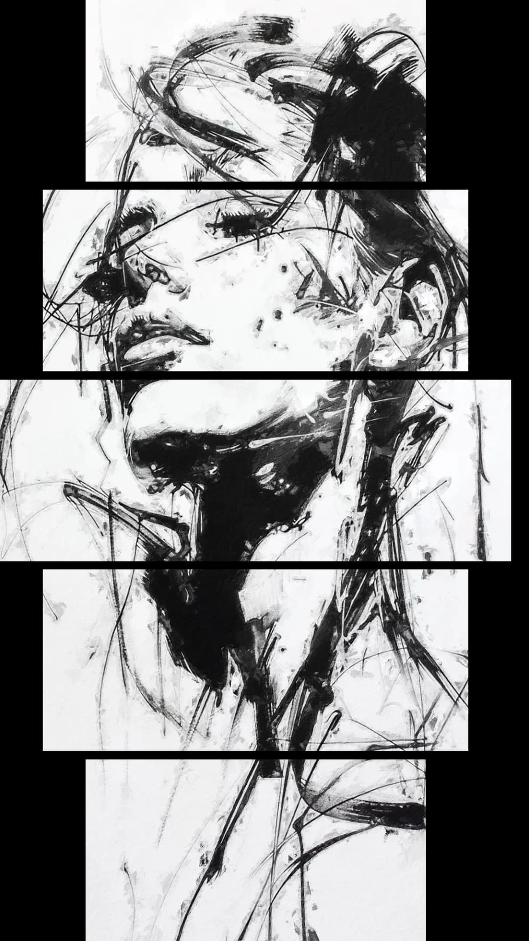 Charcoal Ink Sketch – 5 Panels Hierarchy