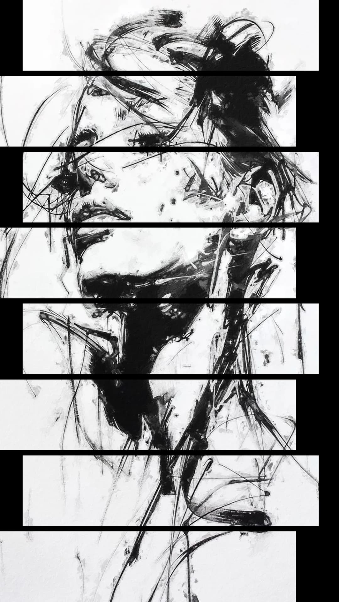 Charcoal Ink Sketch – 8 Panels Up & Down