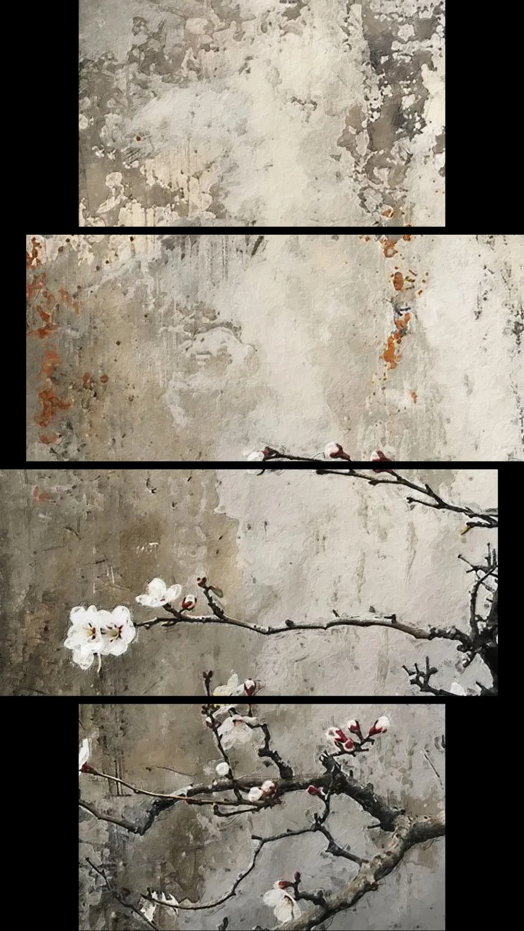 Cherry Blossom Textured Wall – 4 Panels