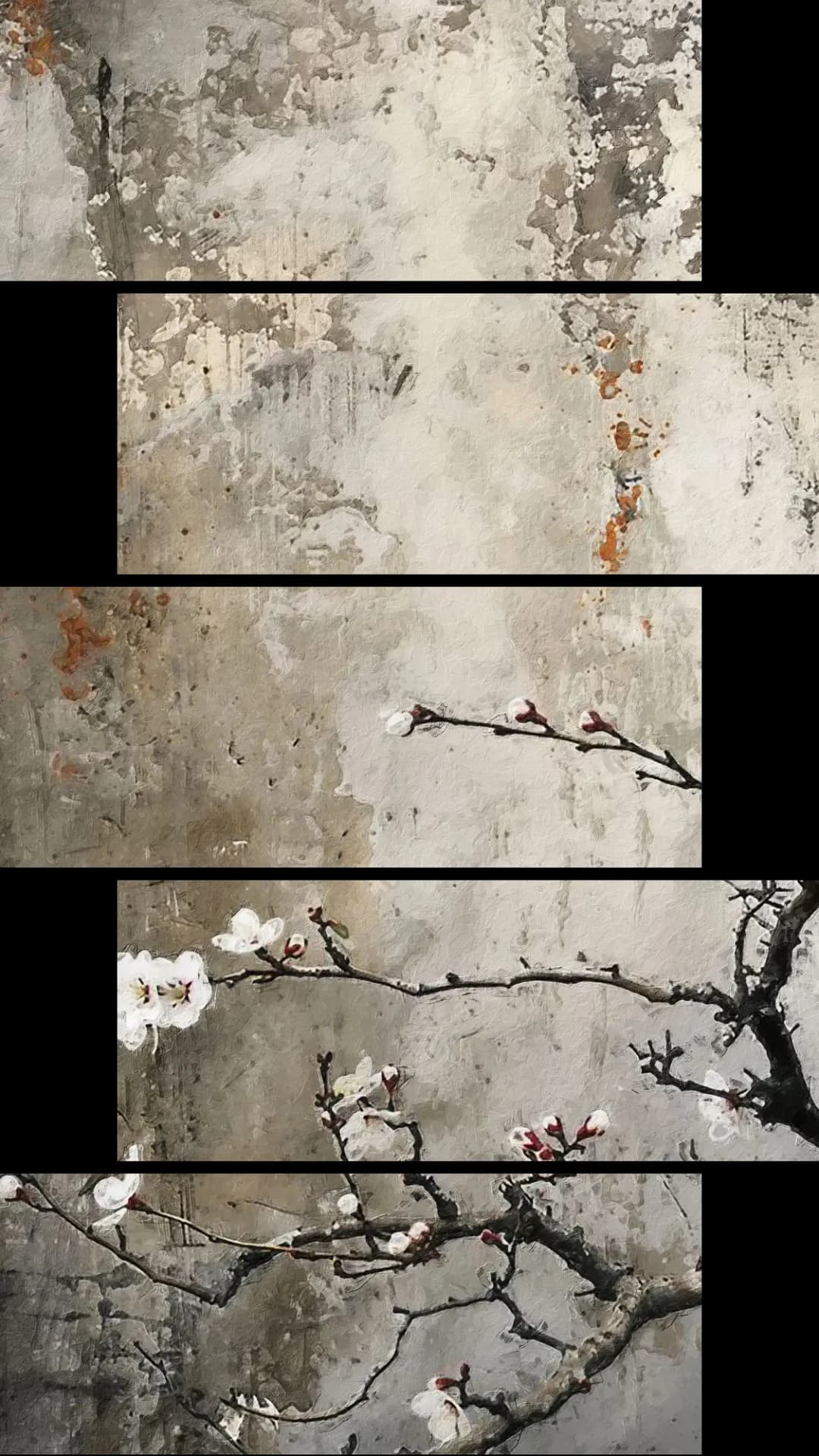 Cherry Blossom Textured Wall – 5 Panels Up & Down