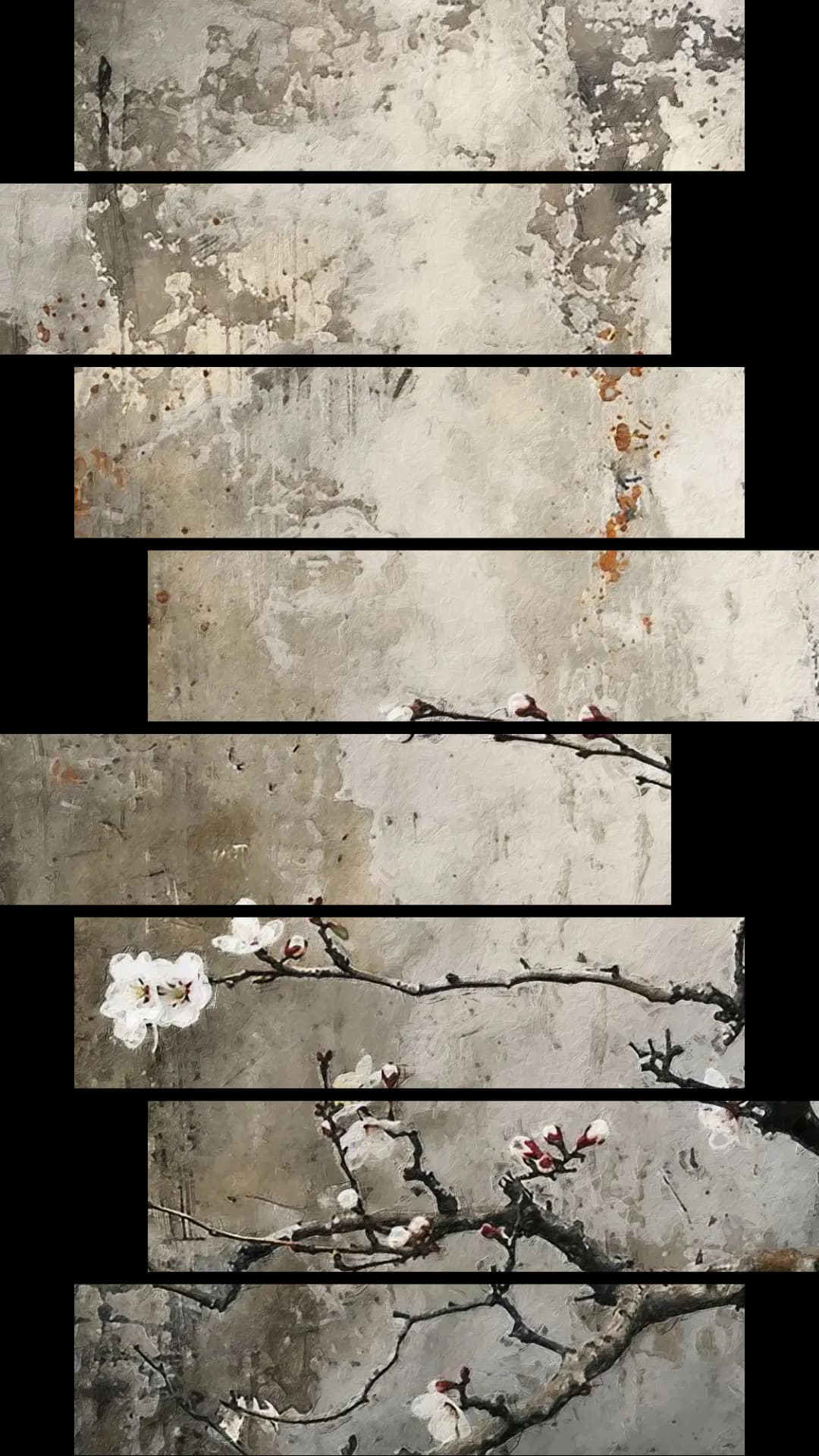 Cherry Blossom Textured Wall – 8 Panels Hierarchy