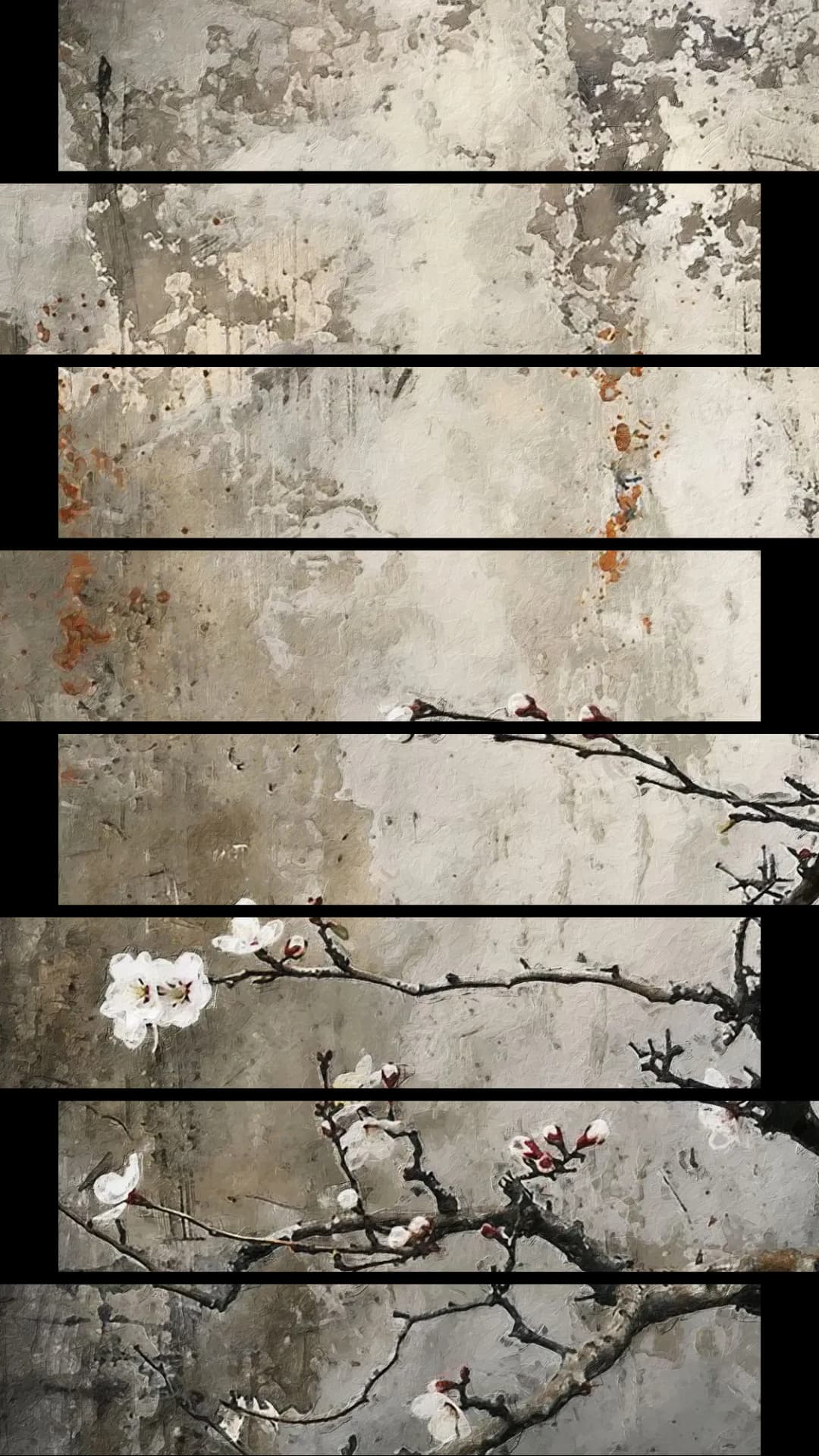 Cherry Blossom Textured Wall – 8 Panels Up & Down