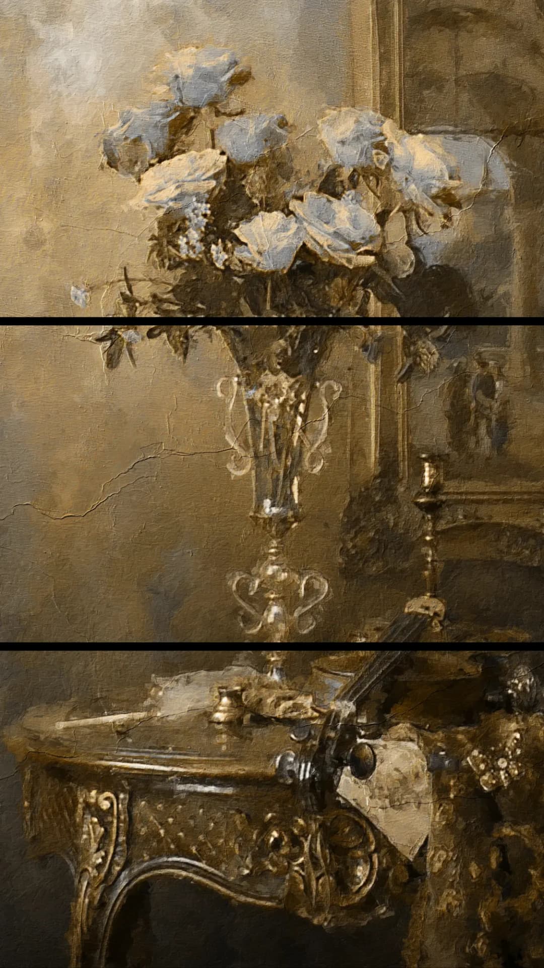 Classic Roses Vase – 3 Panels