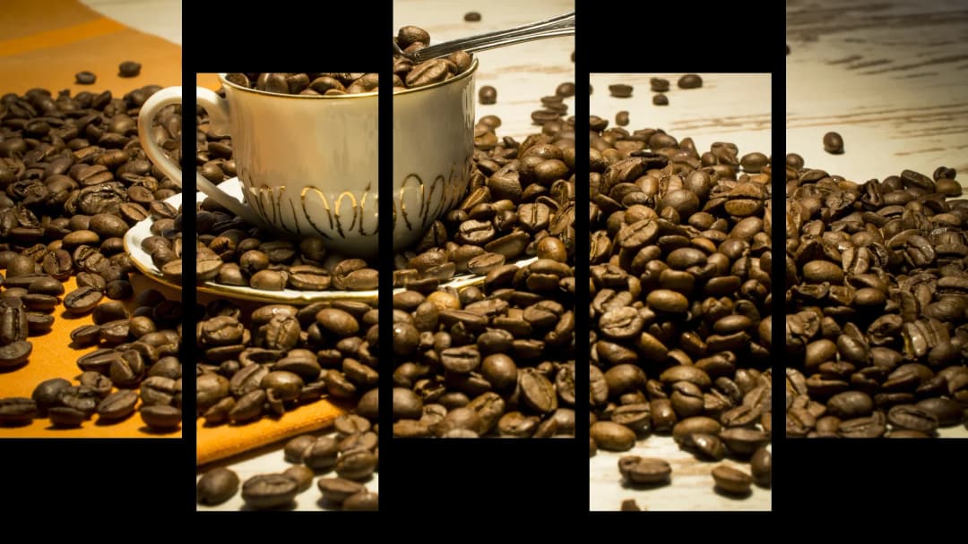 Coffee Beans Rustic Cup – 5 Panels Up & Down