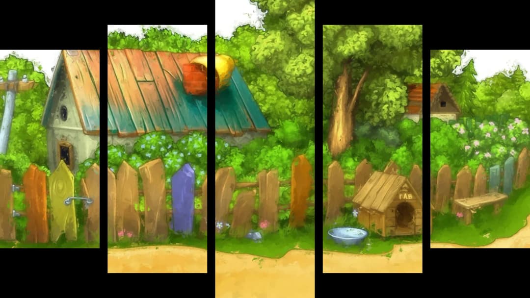 Cozy Backyard Scene – 5 Panels Hierarchy