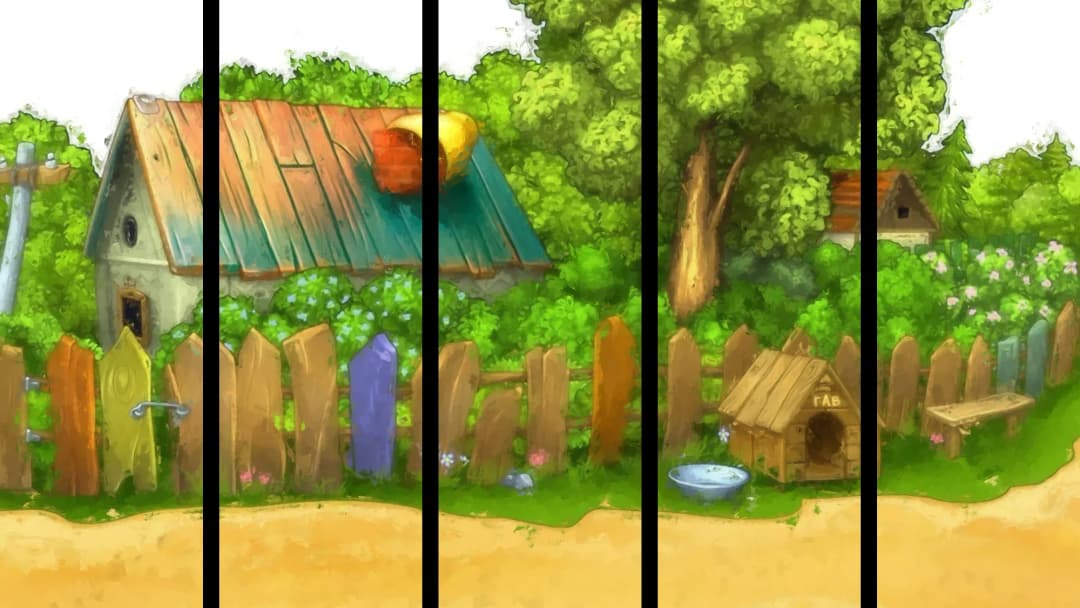 Cozy Backyard Scene – 5 Panels Straight