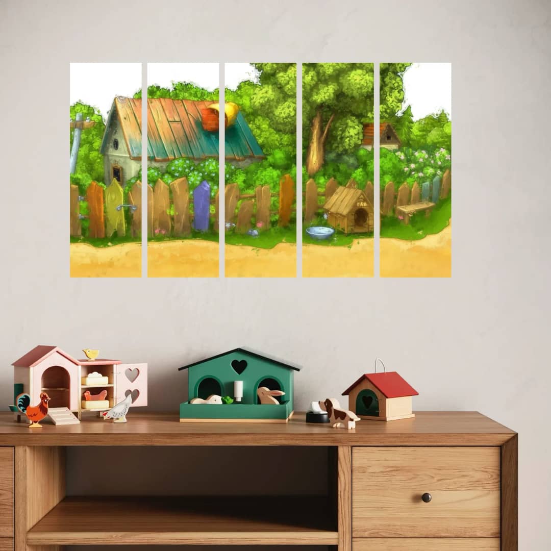 Cozy Backyard Scene – 5 Panels Straight