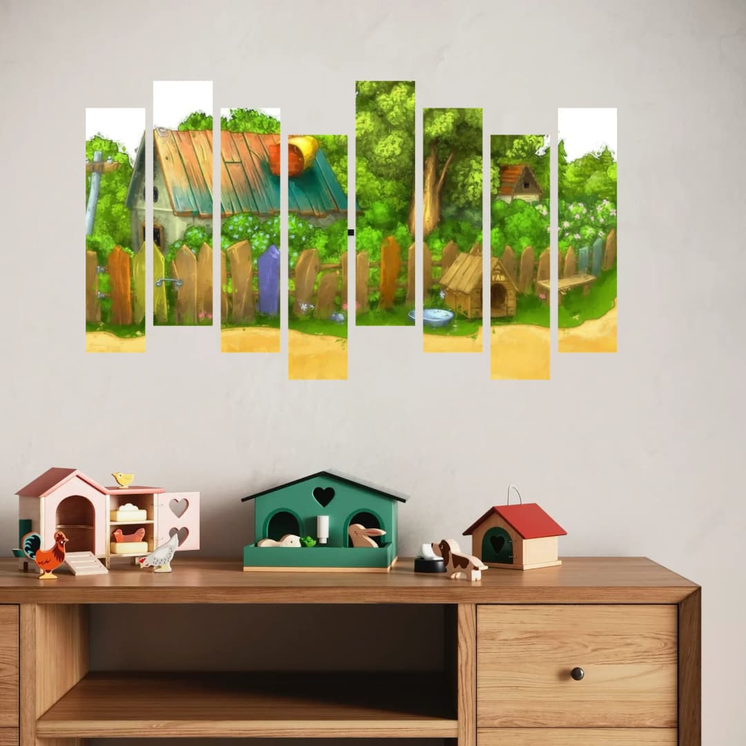 Cozy Backyard Scene – 8 Panels Hierarchy