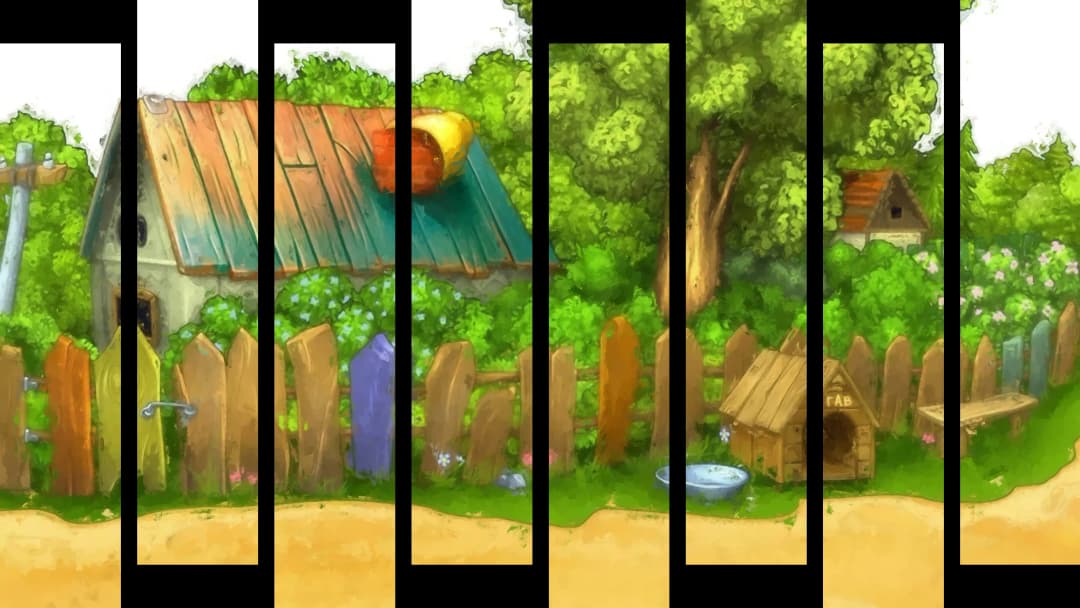 Cozy Backyard Scene – 8 Panels Up & Down