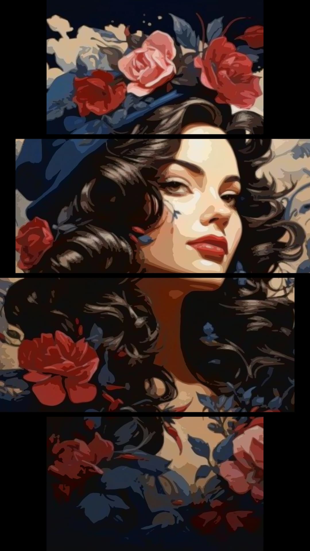 Curly Rose portrait – 4 Panels