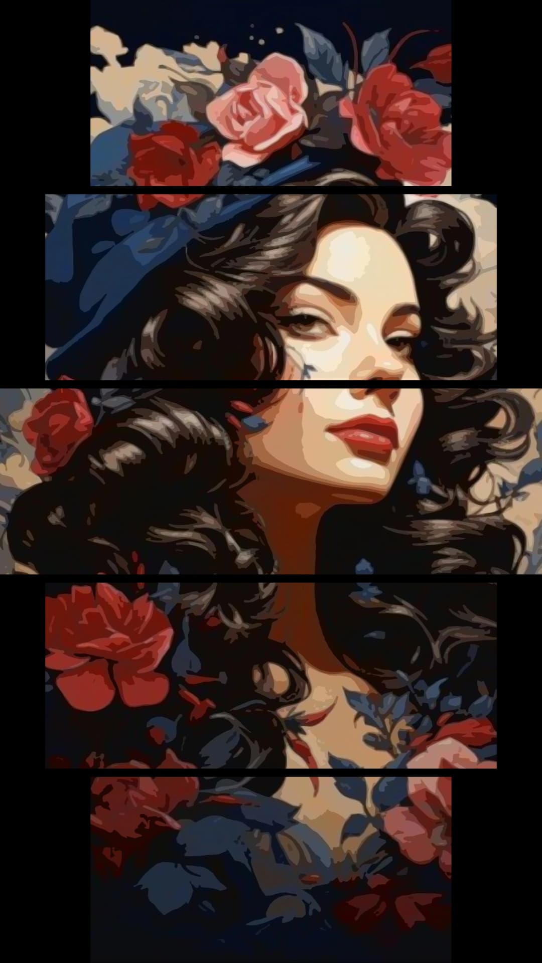 Curly Rose portrait – 5 Panels Hierarchy
