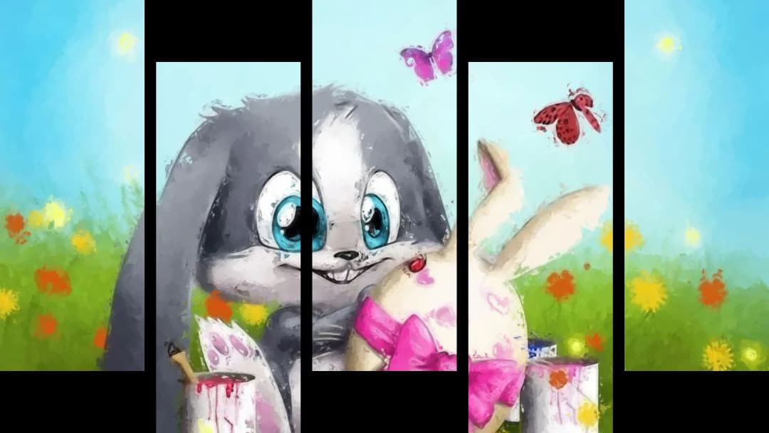 Cute Bunny Painted Egg – 5 Panels Up & Down