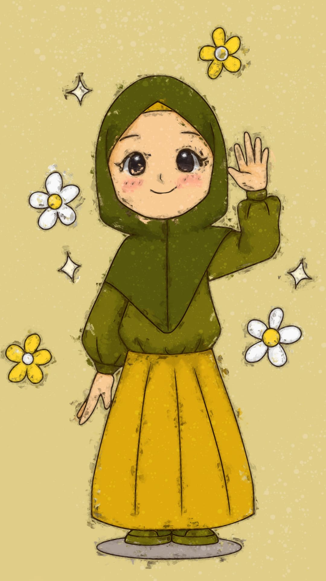 Cute Hijabi Girl Waving