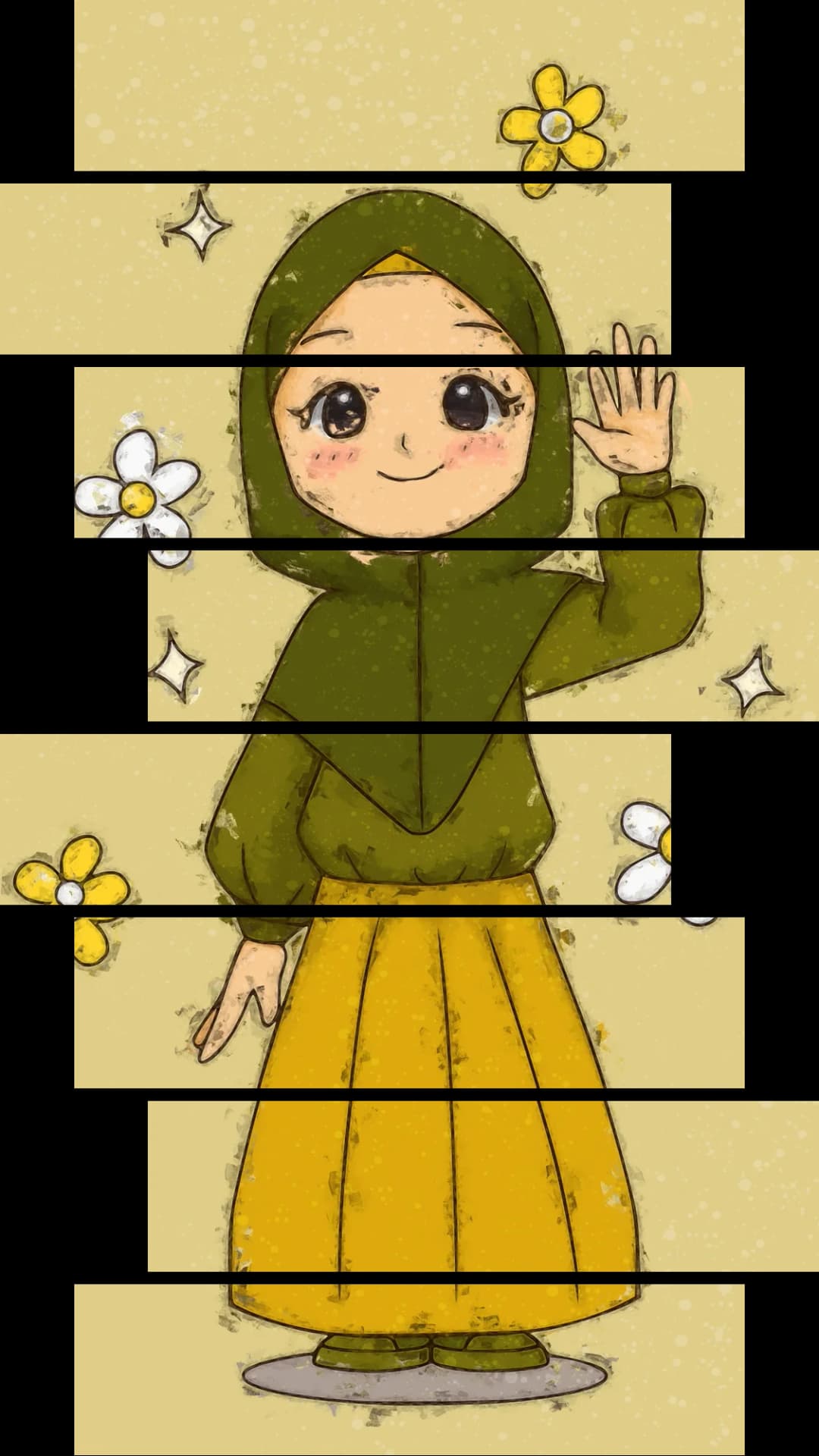 Cute Hijabi Girl Waving – 8 Panels Hierarchy