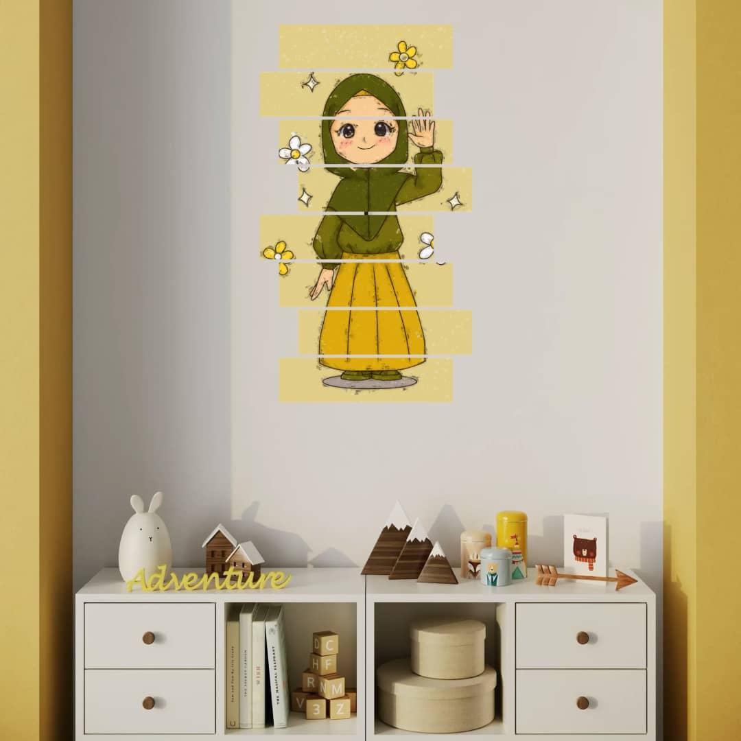 Cute Hijabi Girl Waving – 8 Panels Hierarchy