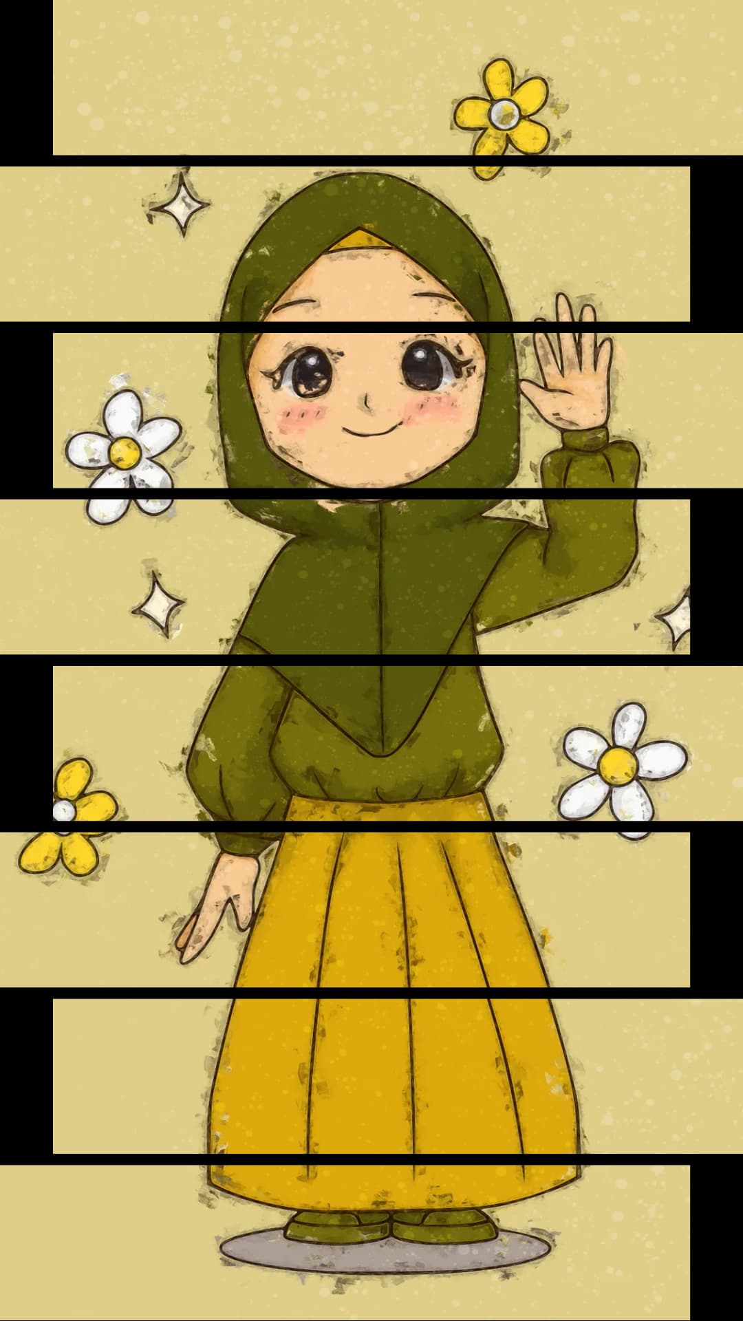 Cute Hijabi Girl Waving – 8 Panels Up & Down
