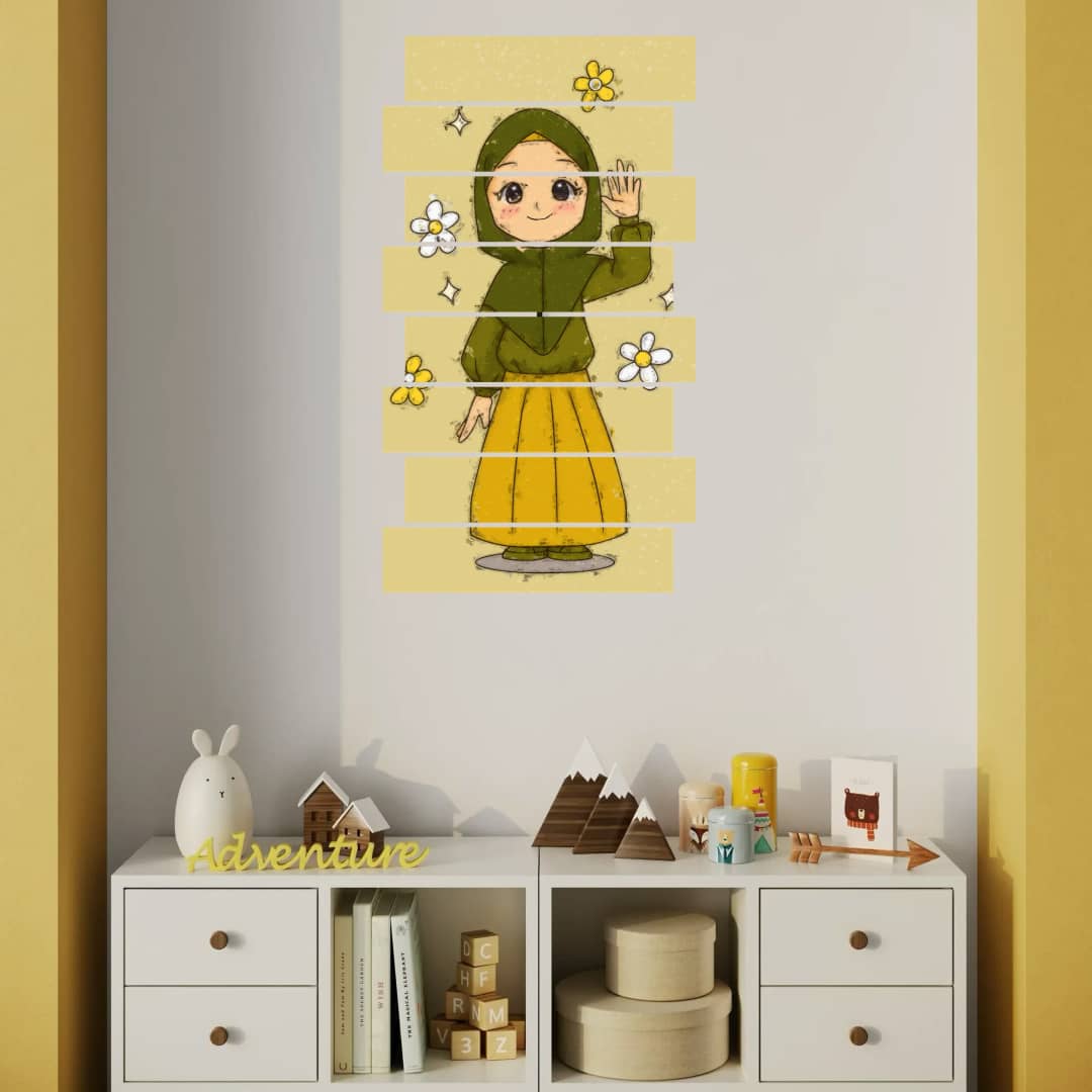 Cute Hijabi Girl Waving – 8 Panels Up & Down