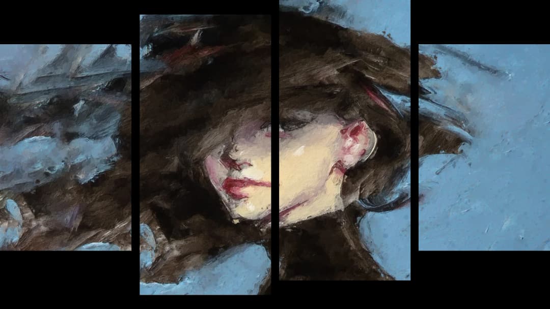 Dark Hat Wind Portrait – 4 Panels