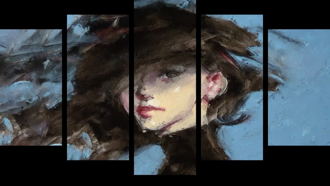 Dark Hat Wind Portrait – 5 Panels Hierarchy