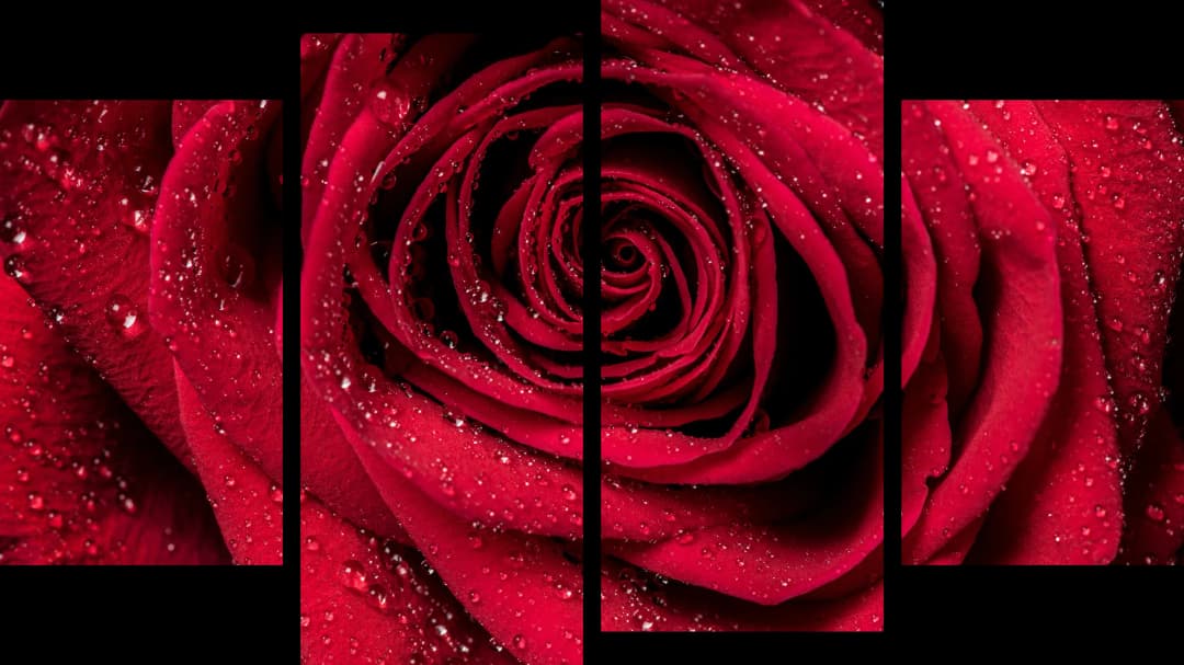 Dewy Red Rose – 4 Panels