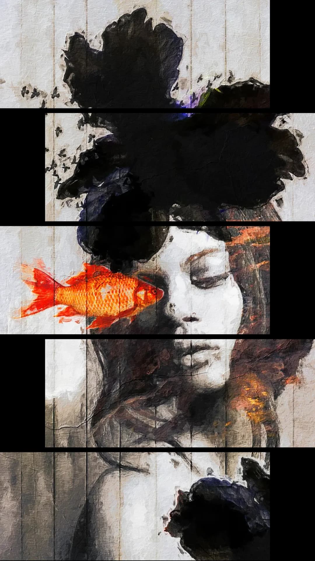 Dreamy Woman Goldfish – 5 Panels Up & Down