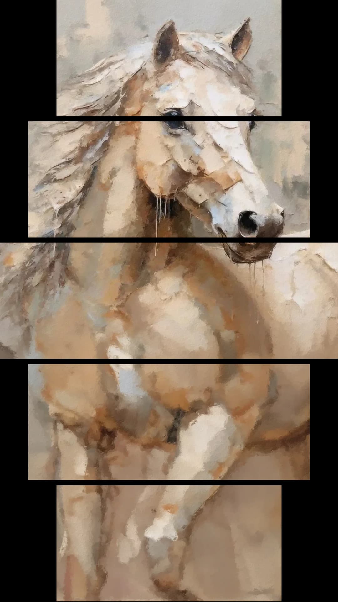 Elegant Cream Horse – 5 Panels Hierarchy