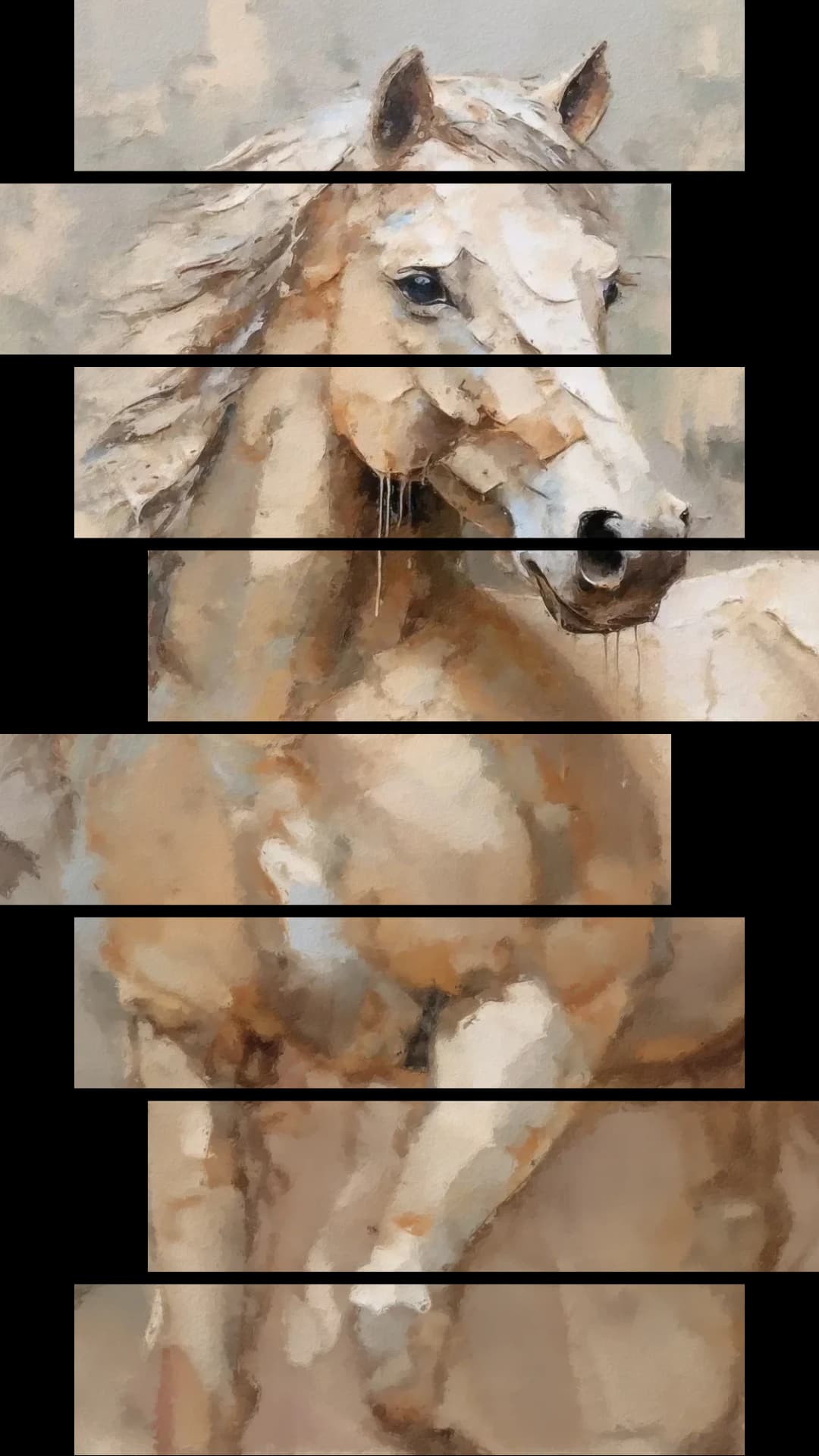 Elegant Cream Horse – 8 Panels Hierarchy