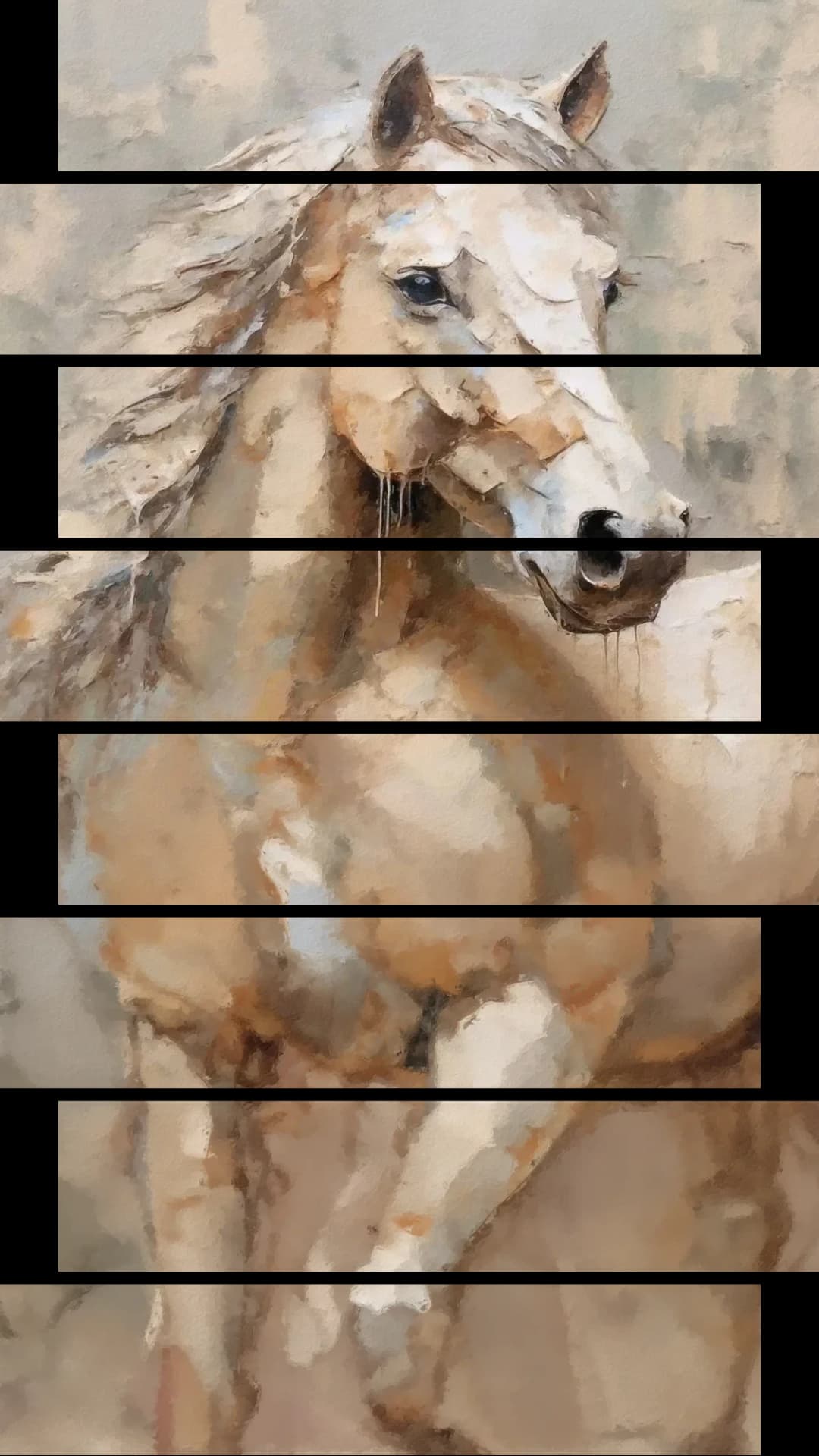 Elegant Cream Horse – 8 Panels Up & Down