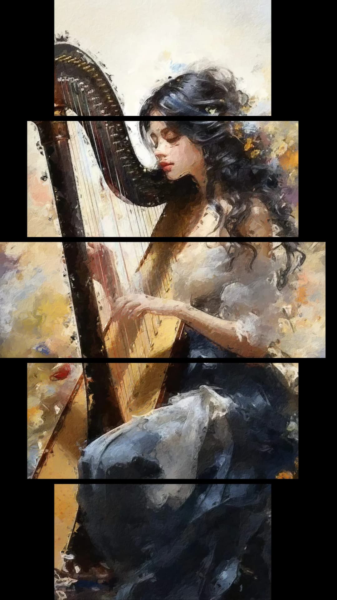 Elegant Harpist Flowers – 5 Panels Hierarchy