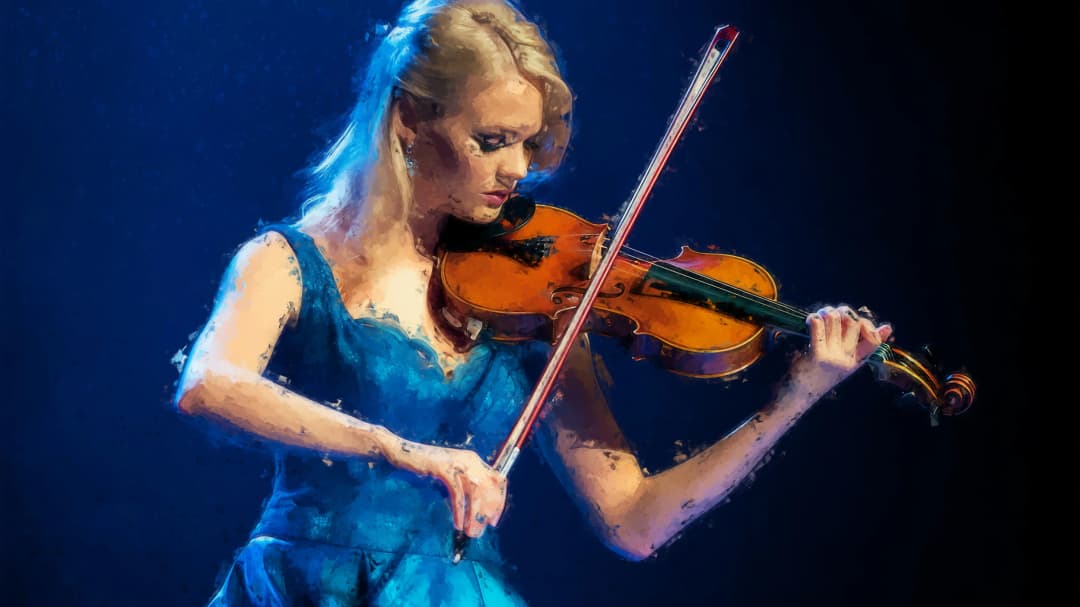 Elegant Violinist Blue