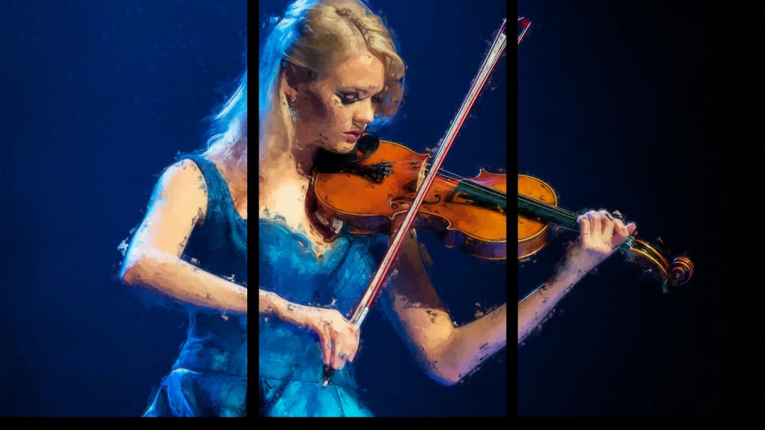 Elegant Violinist Blue – 3 Panels