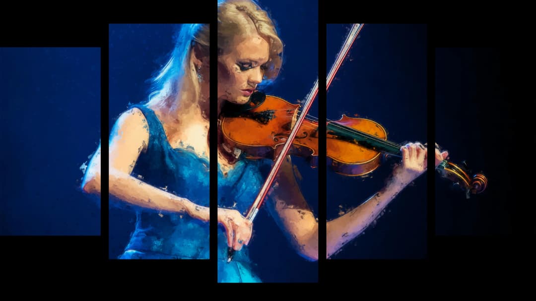 Elegant Violinist Blue – 5 Panels Hierarchy