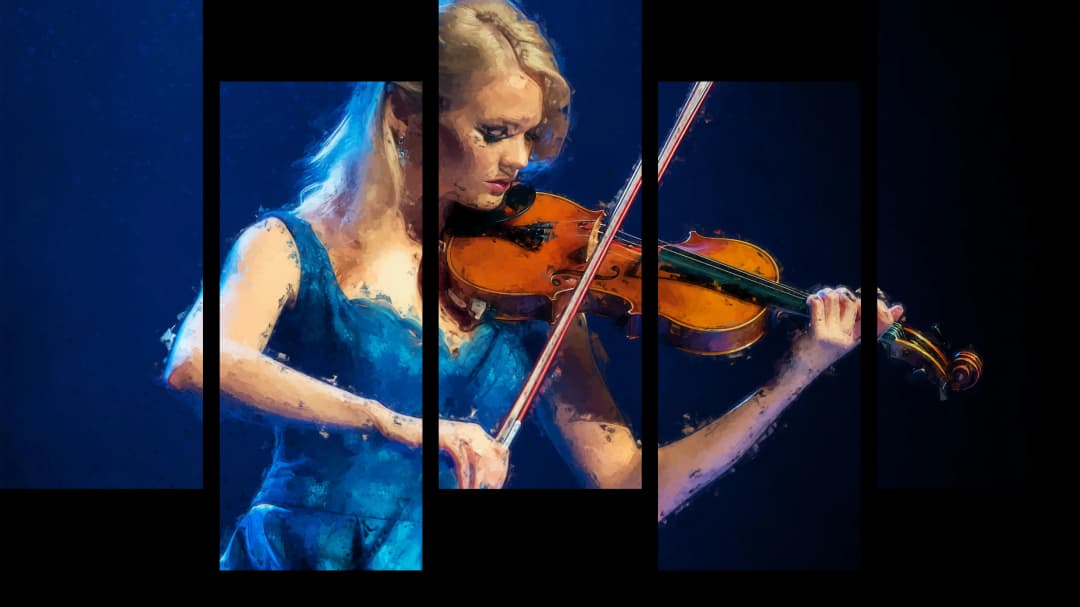 Elegant Violinist Blue – 5 Panels Up & Down