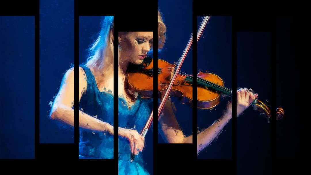 Elegant Violinist Blue – 8 Panels Hierarchy